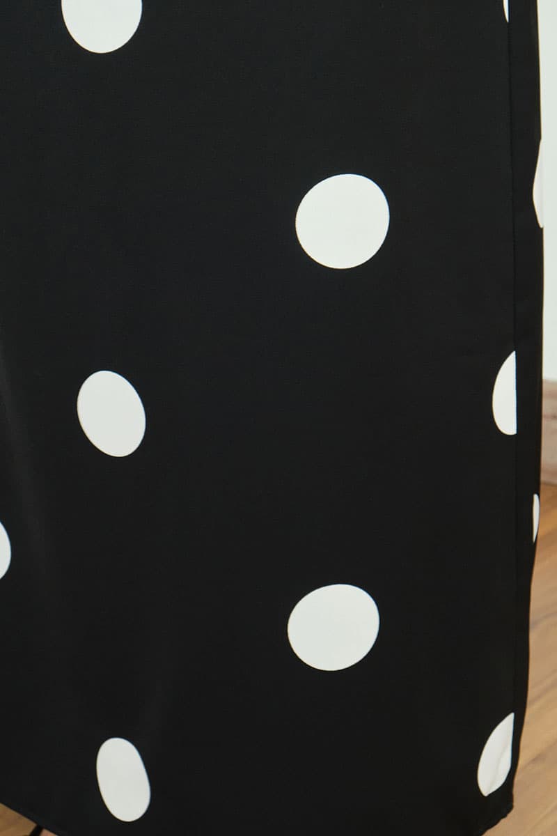 Roy A-Line Skirt - Black/White Polka - Image 5
