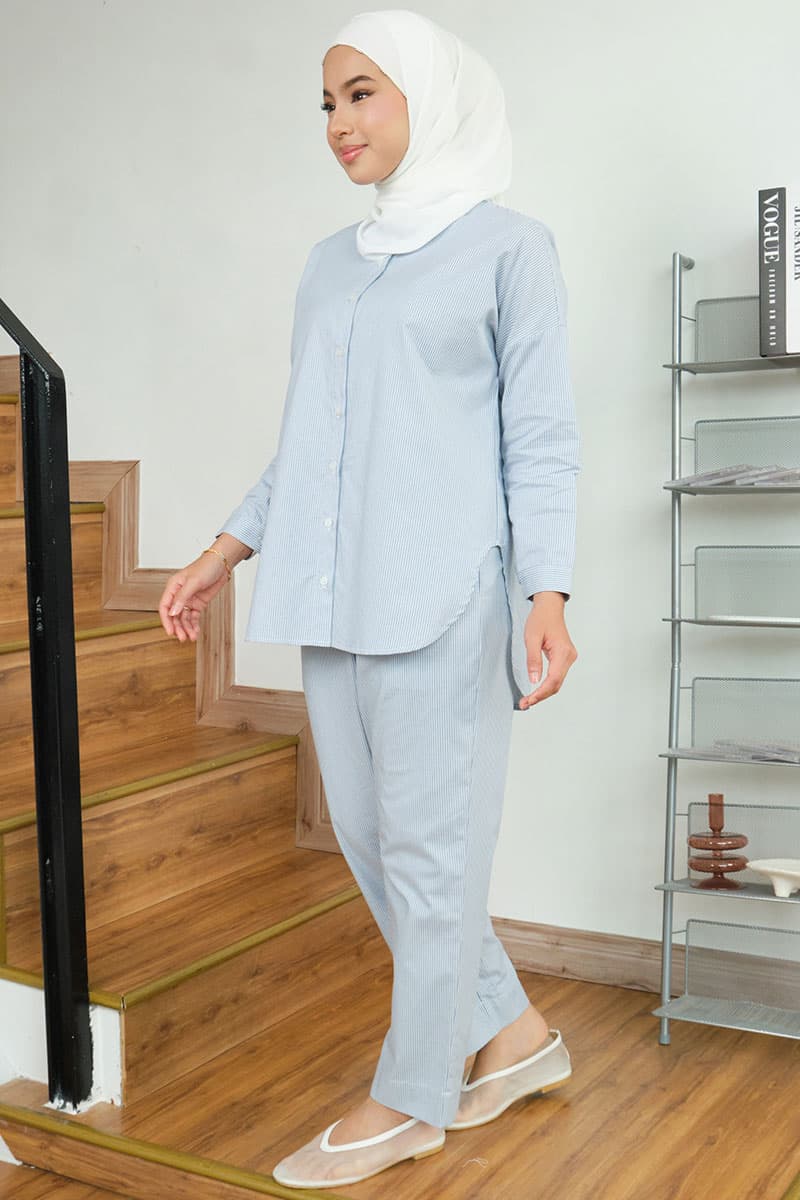 Windsor Front Button Shirt - Blue Stripe - Image 3