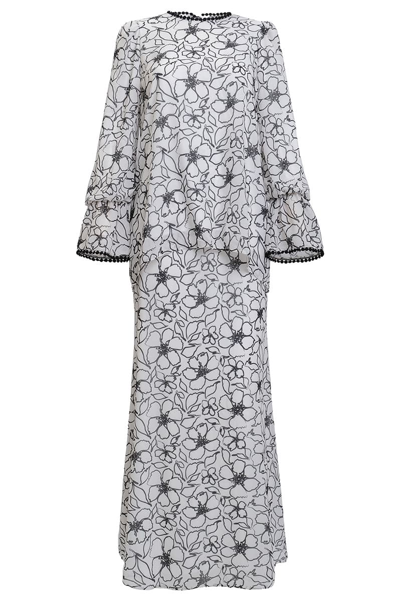 Fajar Blouse & Skirt - Ivory/Black Sketch - Image 2