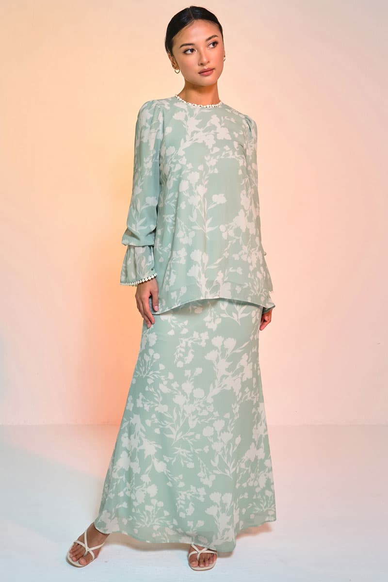 Fajar Blouse & Skirt - Pistachio Fleur - Image 1