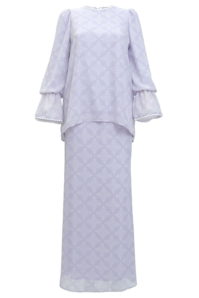 Fajar Blouse & Skirt - Lavender/Cream Damask - Image 2
