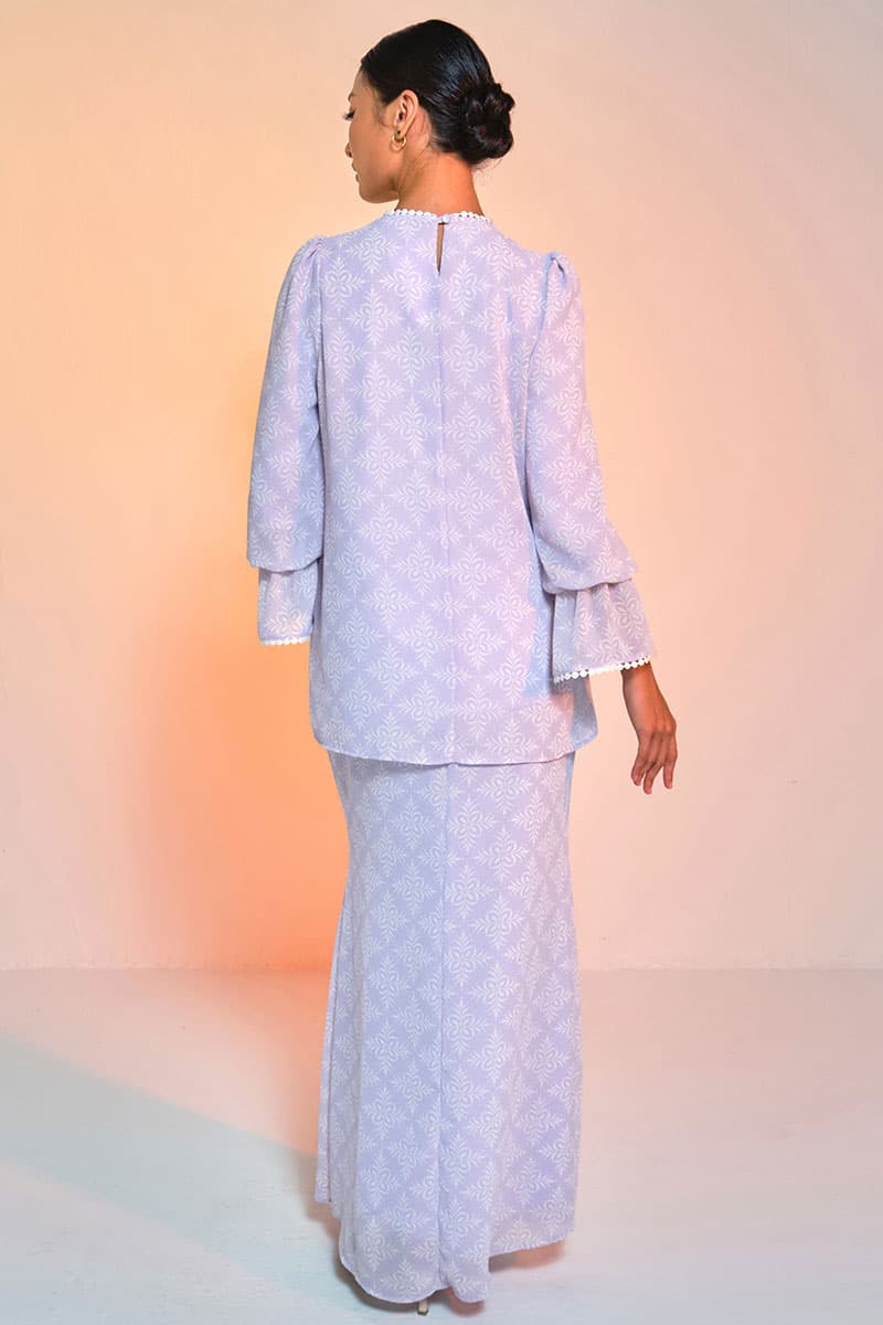 Fajar Blouse & Skirt - Lavender/Cream Damask - Image 4
