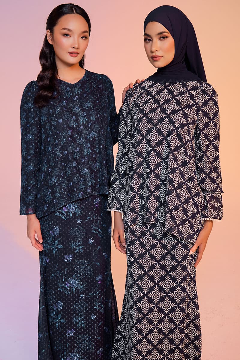 Fajar Blouse & Skirt - Lavender/Cream Damask - Image 9