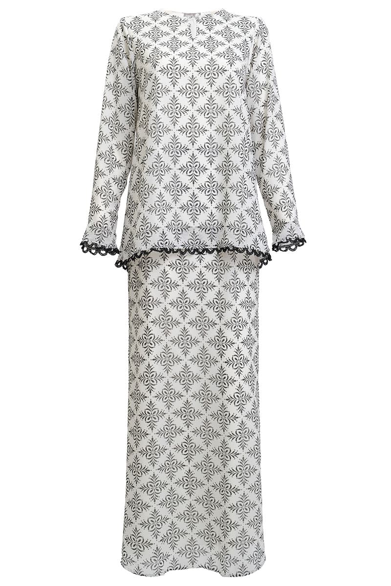 Aurora Blouse & Skirt - Cream/Black Damask - Image 2