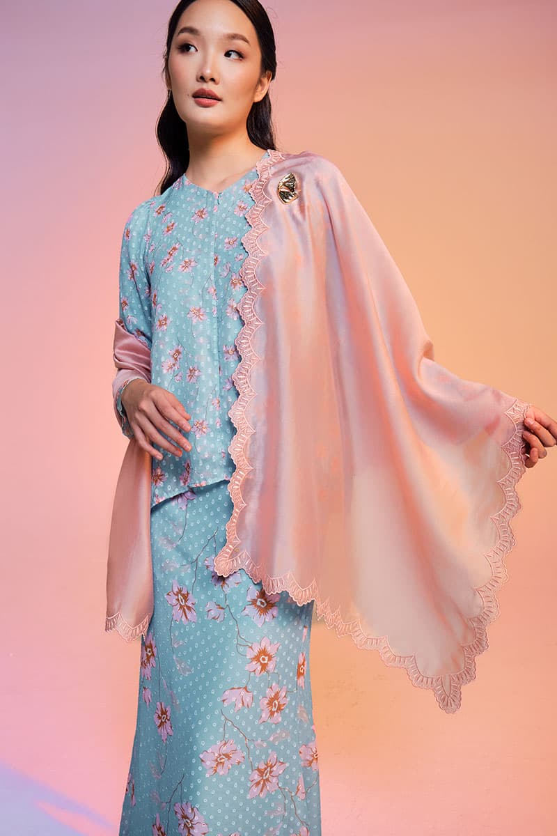 Serilina Blouse & Skirt - Turquoise/Pink Floral - Image 1