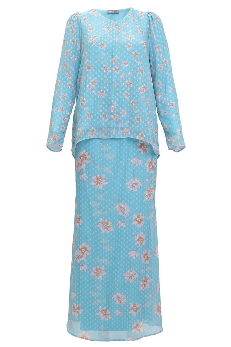 Serilina Blouse & Skirt - Turquoise/Pink Floral - Image 2