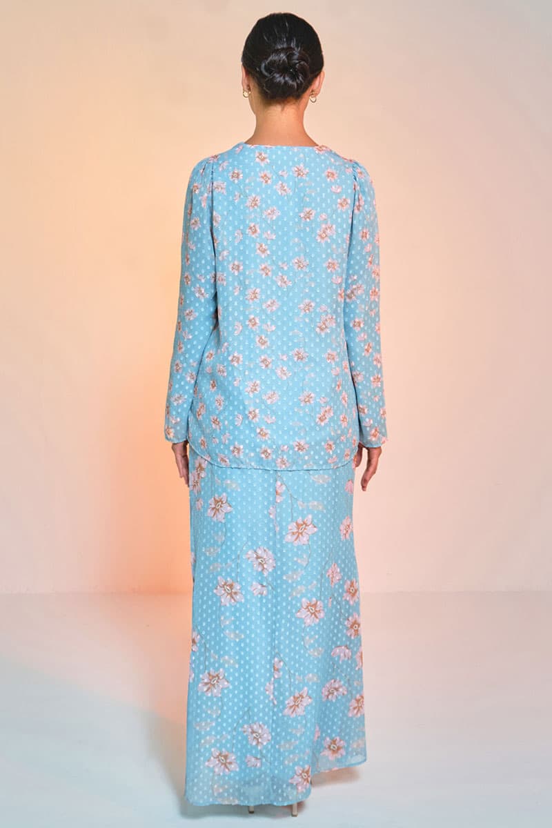 Serilina Blouse & Skirt - Turquoise/Pink Floral - Image 4