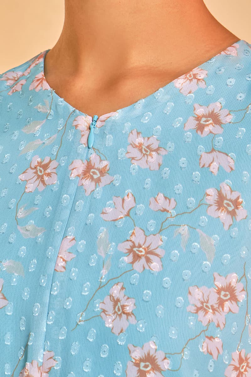 Serilina Blouse & Skirt - Turquoise/Pink Floral - Image 5