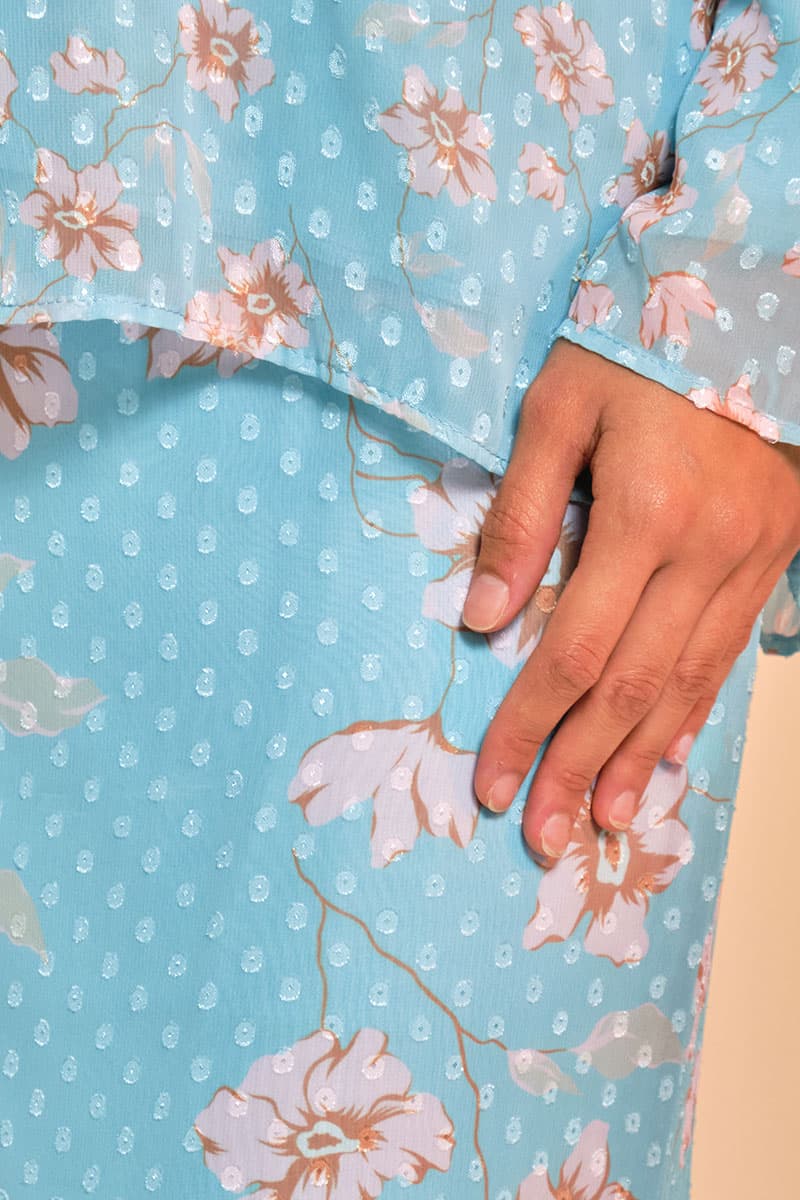 Serilina Blouse & Skirt - Turquoise/Pink Floral - Image 6