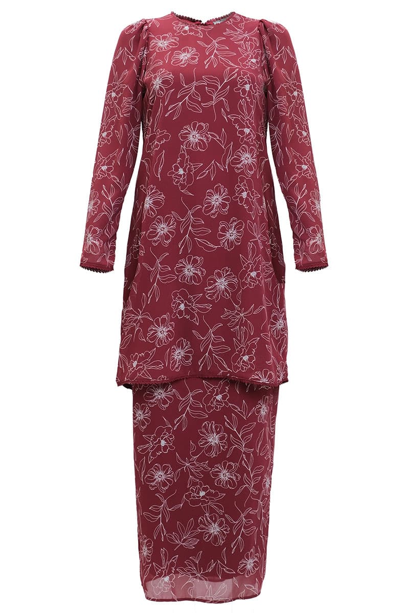Bulanara Blouse & Skirt - Maroon Bloom - Image 2