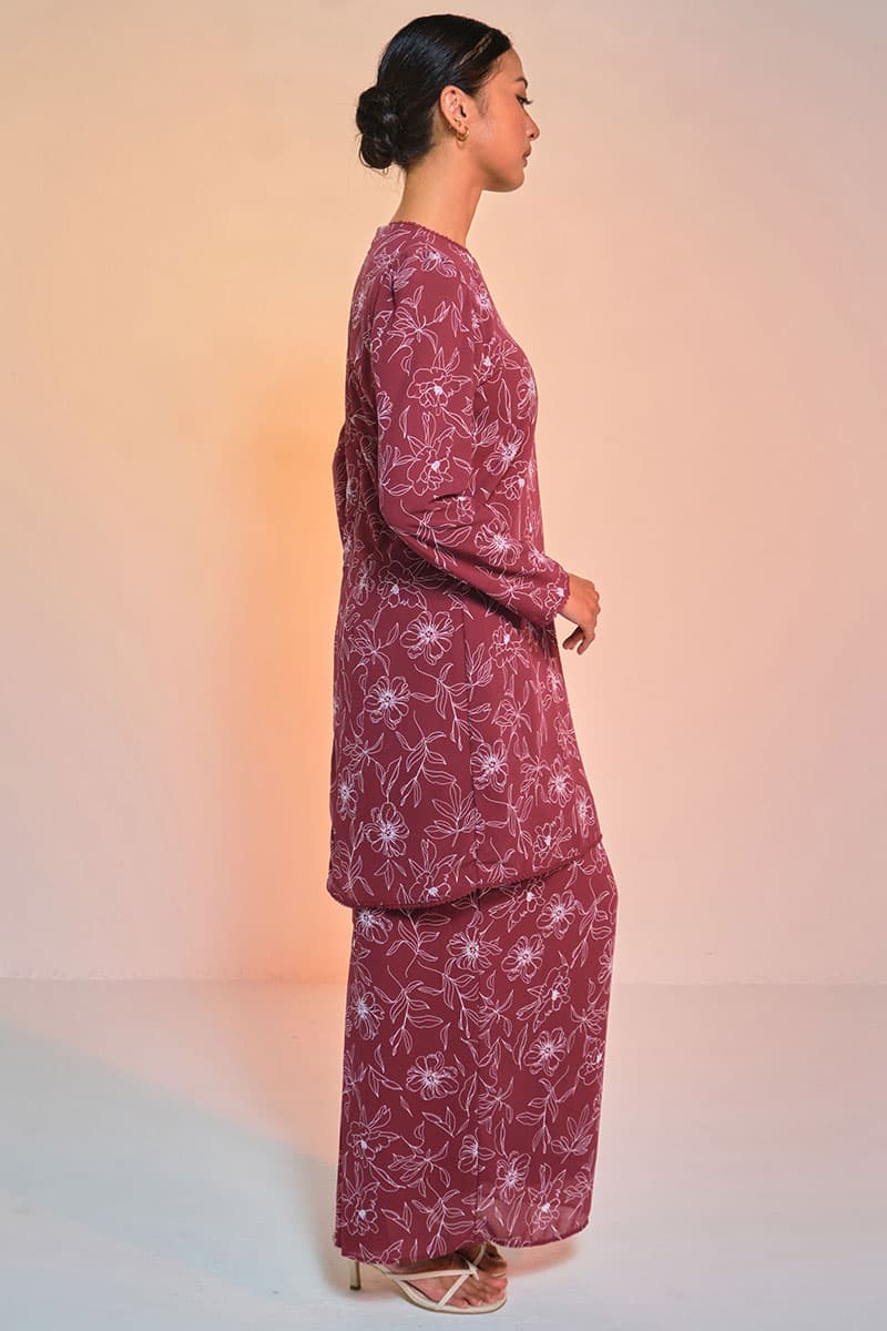 Bulanara Blouse & Skirt - Maroon Bloom - Image 3