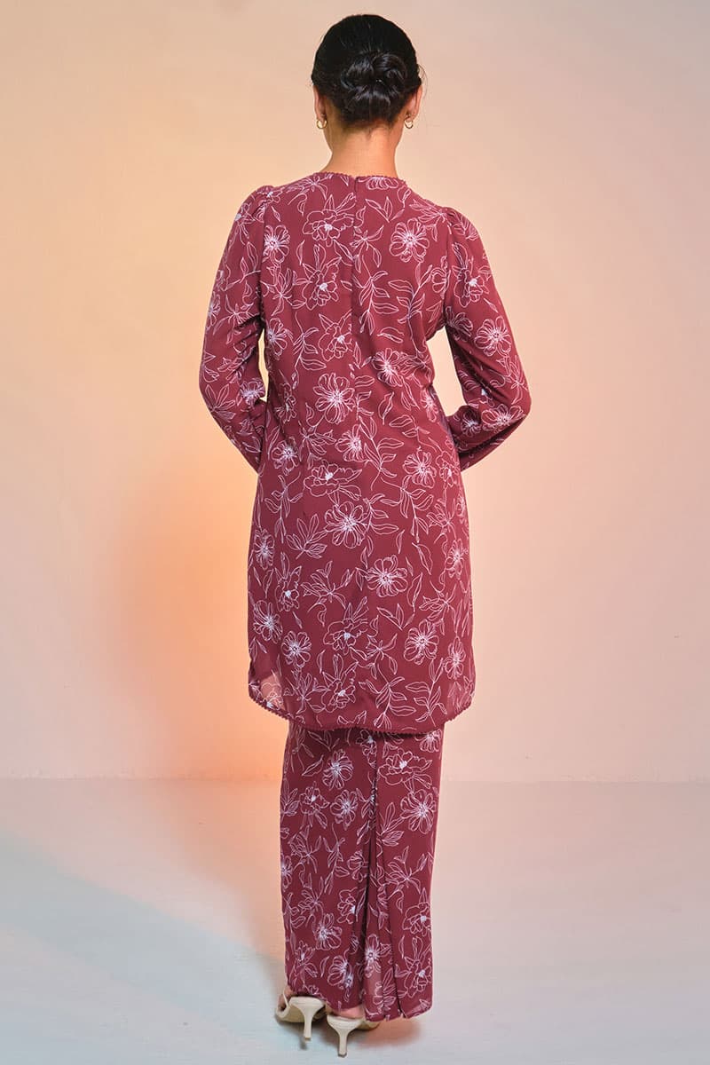 Bulanara Blouse & Skirt - Maroon Bloom - Image 4
