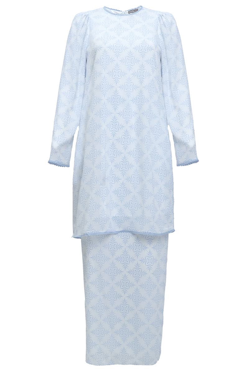 Bulanara Blouse & Skirt - White/Blue Damask - Image 2