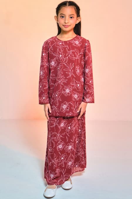 KIDS Bulanara Set - Maroon Bloom