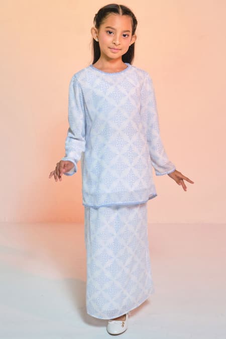 KIDS Bulanara Set - White/Blue Damask