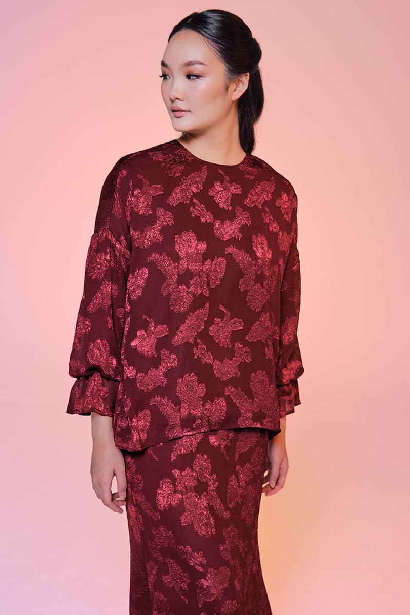 Suria Blouse & Skirt - Burgundy - Image 1