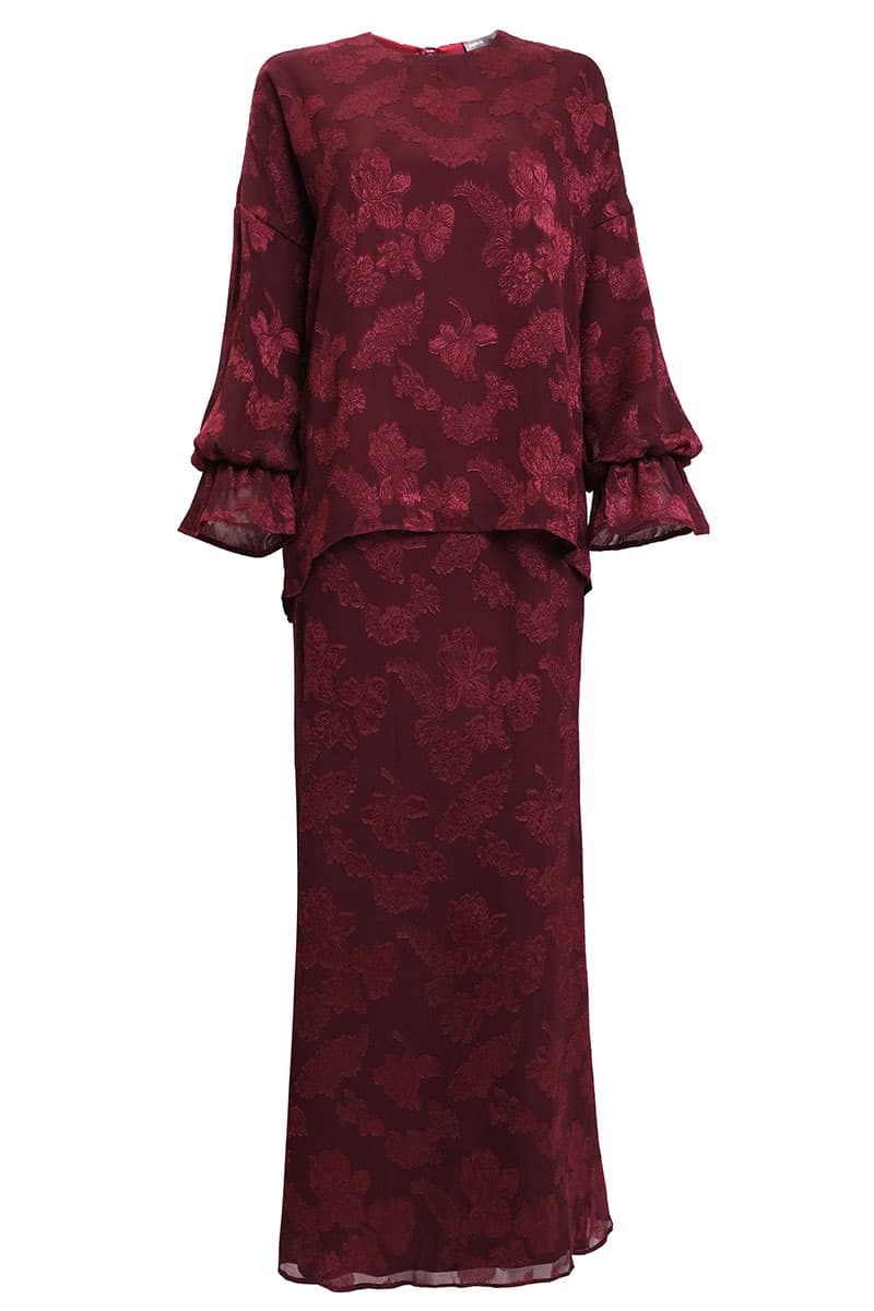 Suria Blouse & Skirt - Burgundy - Image 2