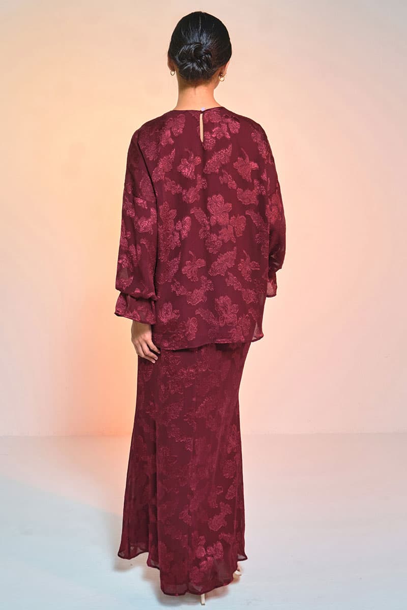 Suria Blouse & Skirt - Burgundy - Image 4