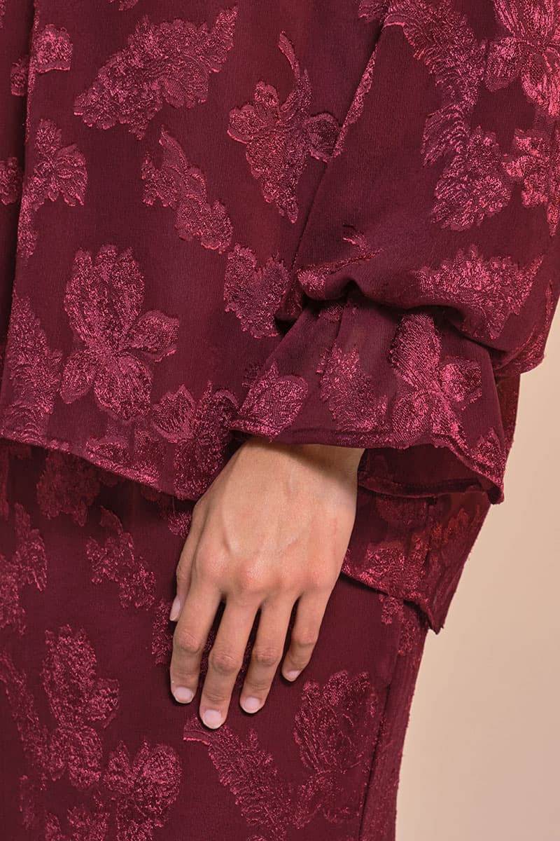 Suria Blouse & Skirt - Burgundy - Image 5