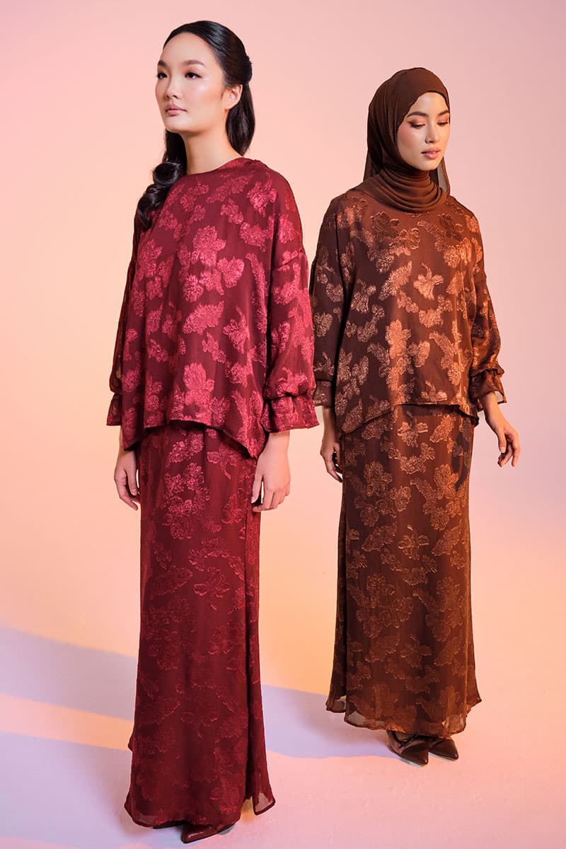 Suria Blouse & Skirt - Burgundy - Image 9