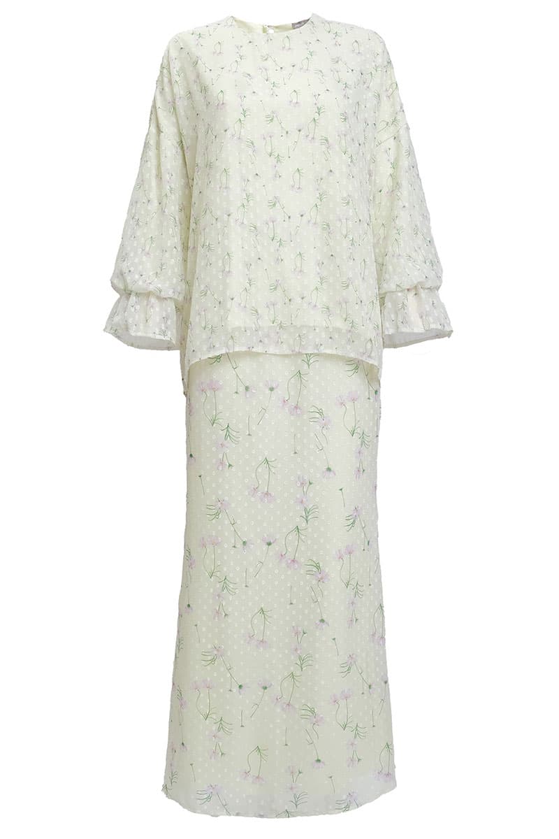 Suria Blouse & Skirt - Lime/Lilac Flower - Image 2
