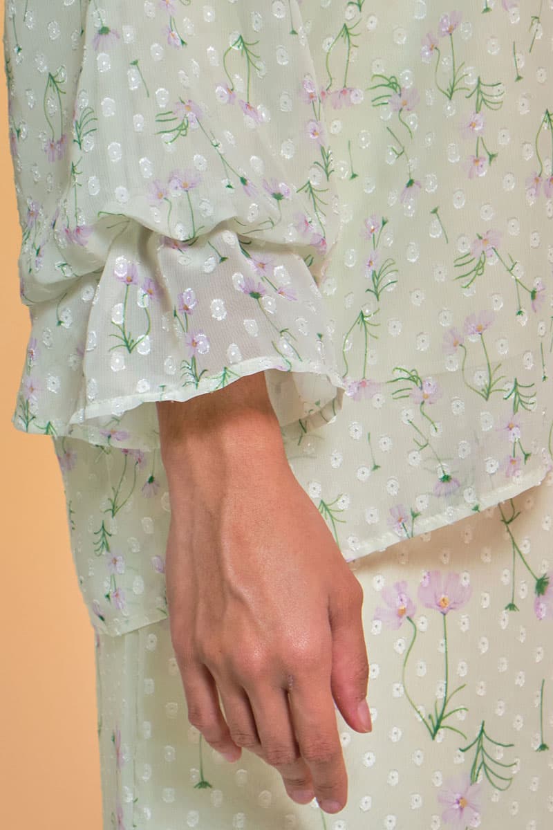 Suria Blouse & Skirt - Lime/Lilac Flower - Image 5