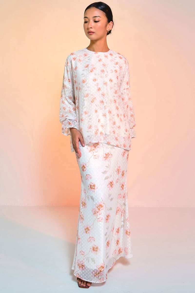 Suria Blouse & Skirt - Vanilla/Pink Floral - Image 1