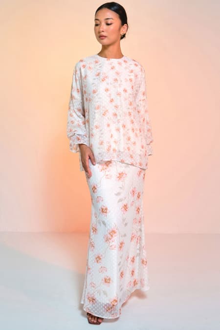 Suria Blouse & Skirt - Vanilla/Pink Floral