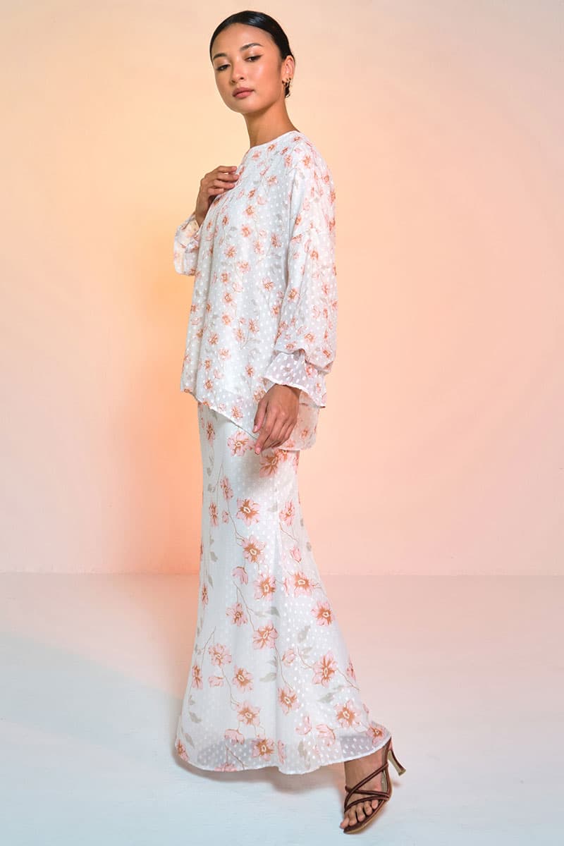 Suria Blouse & Skirt - Vanilla/Pink Floral - Image 3