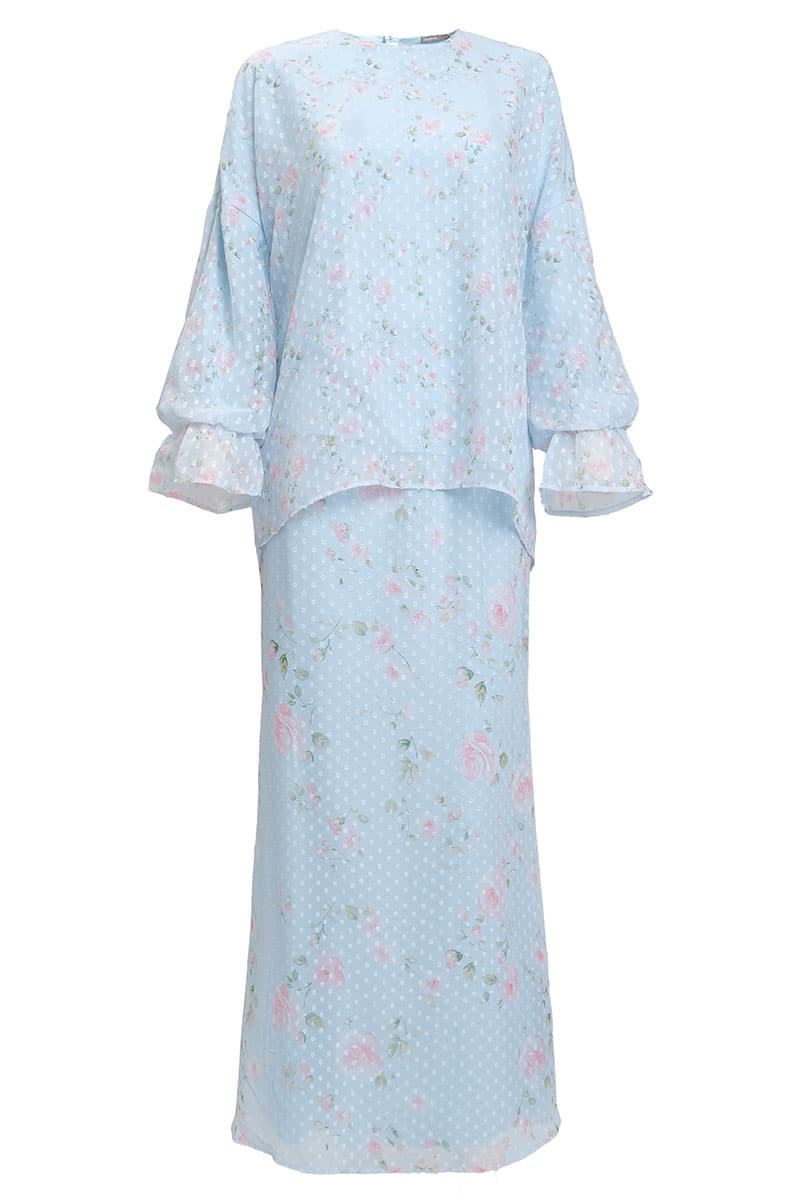 Suria Blouse & Skirt - Blue/Pink Rose - Image 2