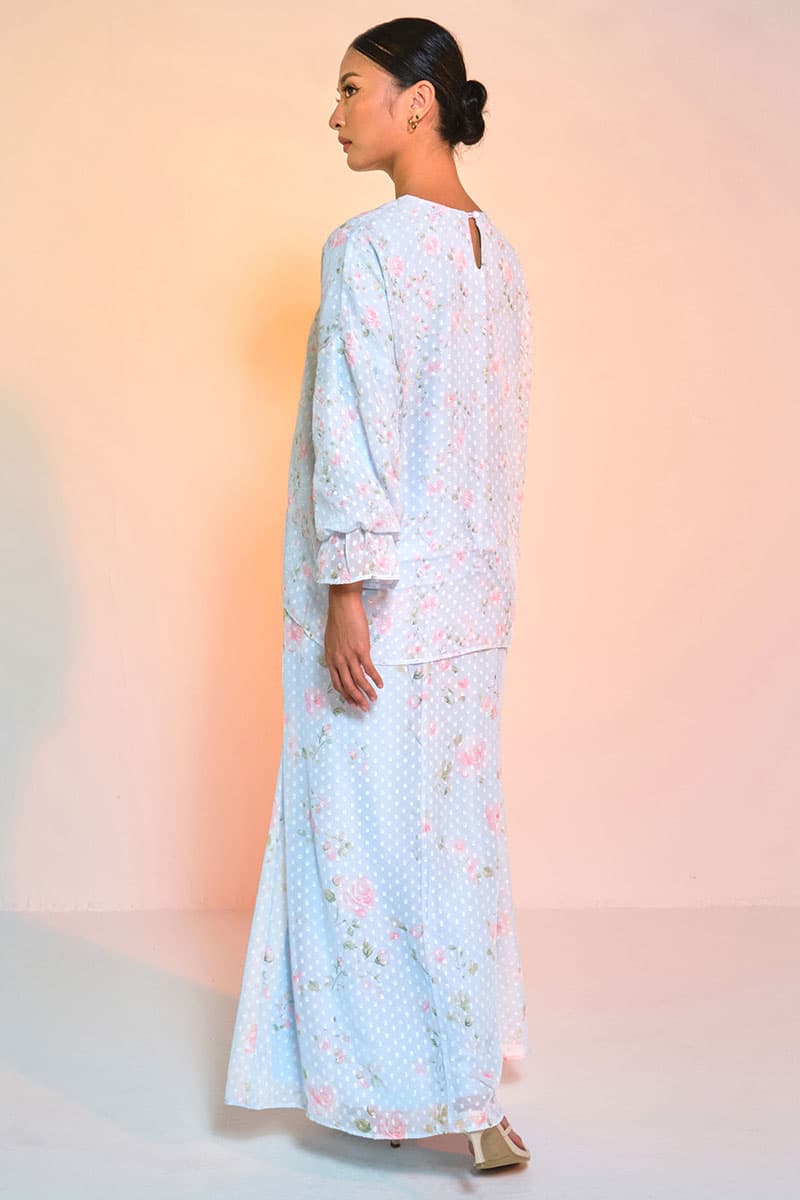 Suria Blouse & Skirt - Blue/Pink Rose - Image 4