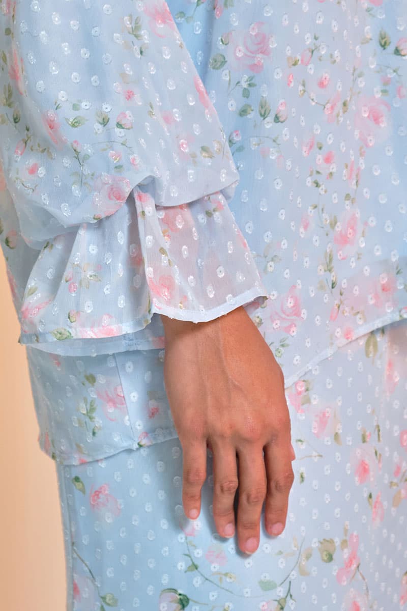 Suria Blouse & Skirt - Blue/Pink Rose - Image 5