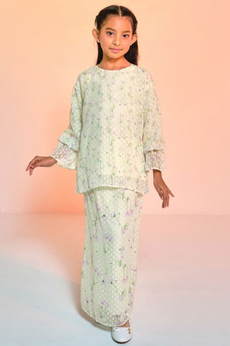 KIDS Suria Set - Lime/Lilac Flower