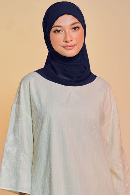 Tanuja Embroidered Scallop Headscarf - Eclipse