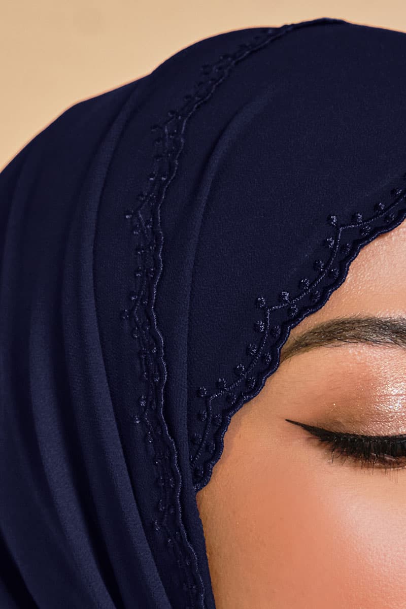 Tanuja Embroidered Scallop Headscarf - Eclipse - Image 3