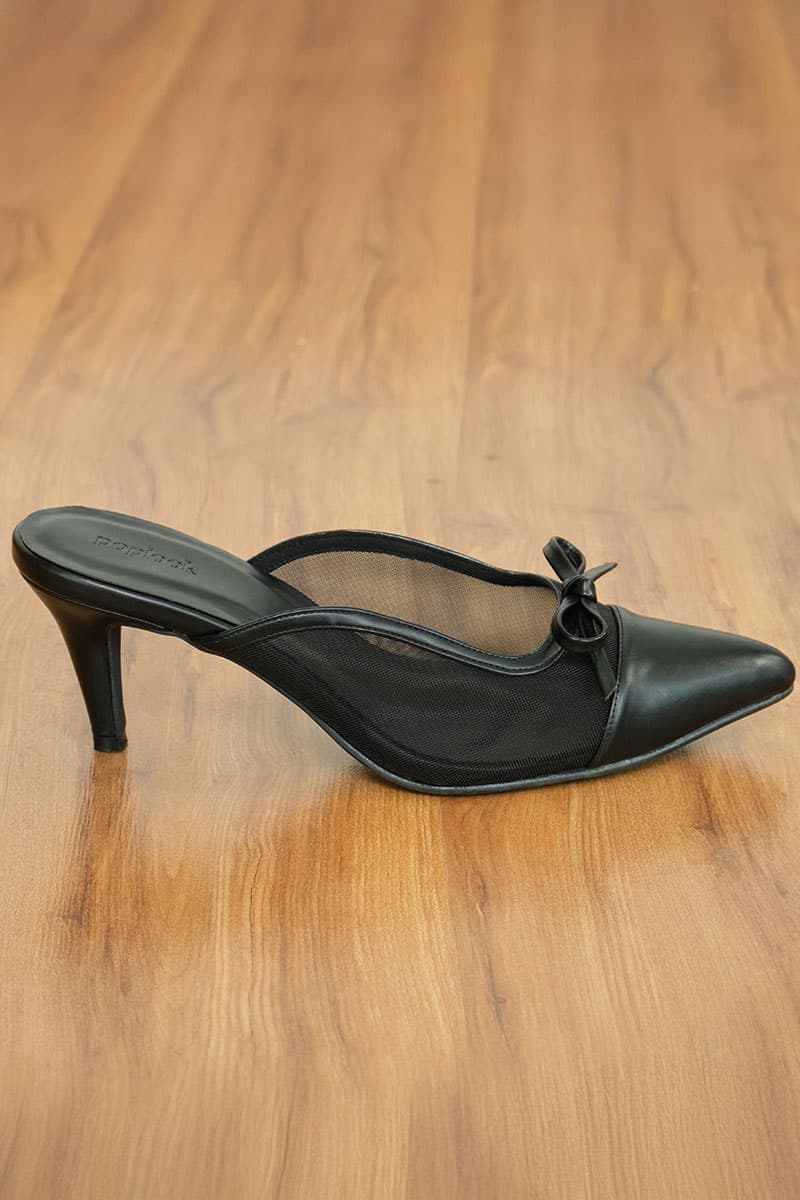 Berlynn Mesh Mule Heels - Black - Image 1