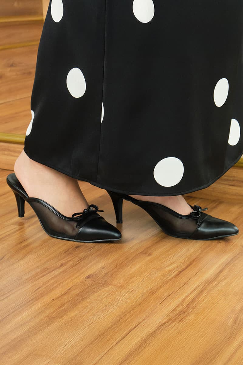 Berlynn Mesh Mule Heels - Black - Image 3