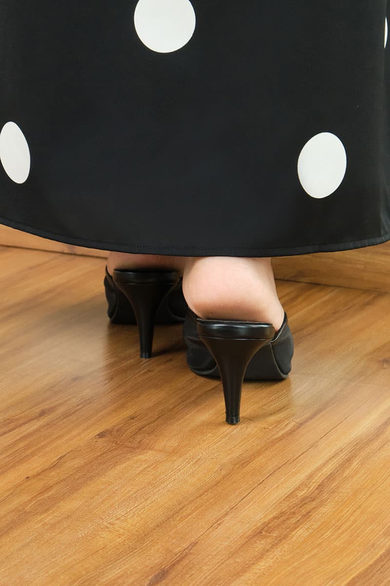 Berlynn Mesh Mule Heels - Black - Image 4