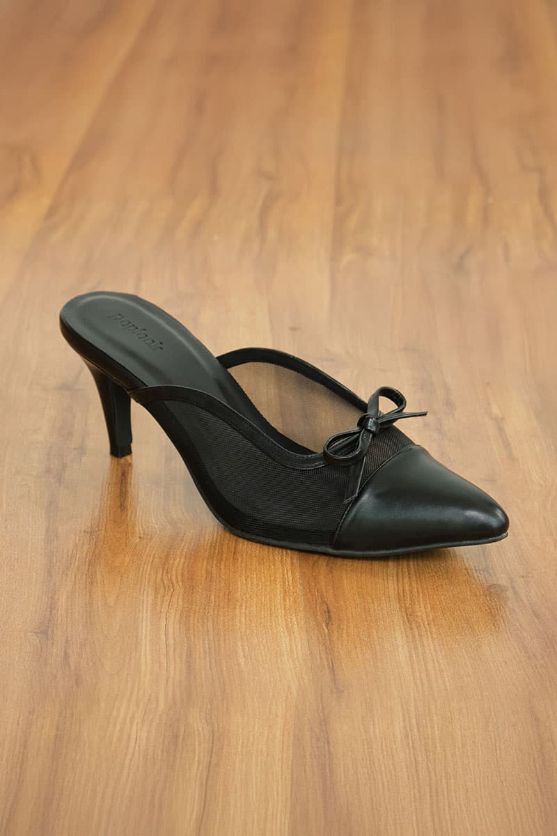 Berlynn Mesh Mule Heels - Black - Image 5