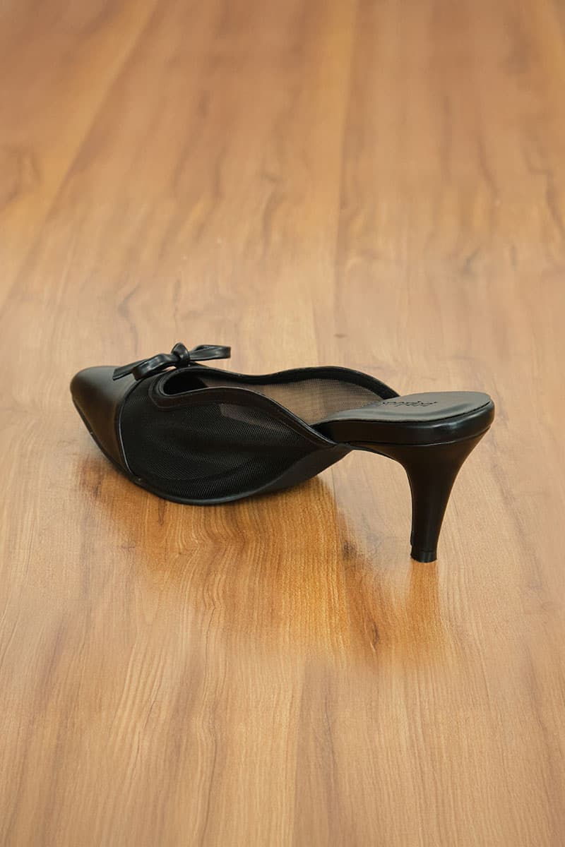 Berlynn Mesh Mule Heels - Black - Image 6