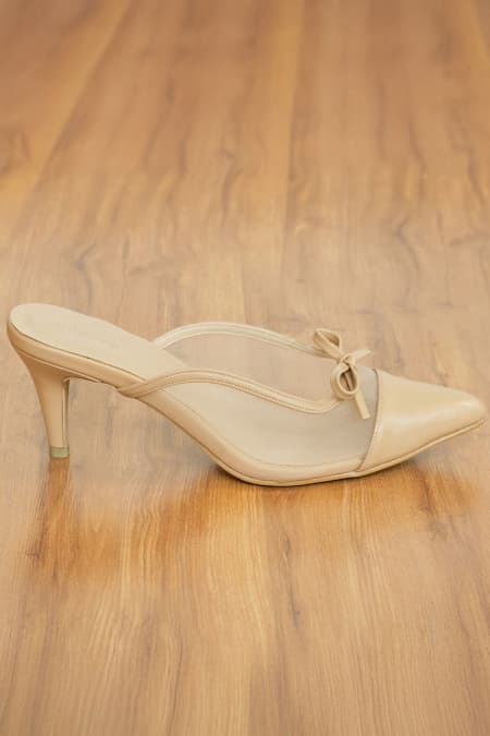 Berlynn Mesh Mule Heels - Nude