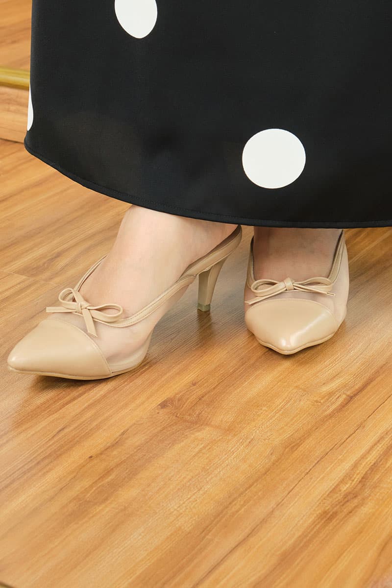 Berlynn Mesh Mule Heels - Nude - Image 2