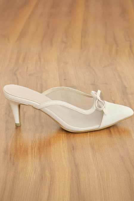 Berlynn Mesh Mule Heels - Cream