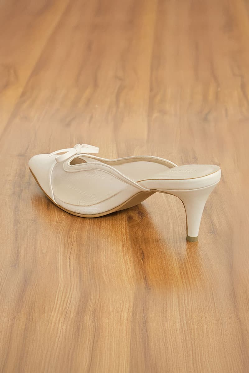 Berlynn Mesh Mule Heels - Cream - Image 6