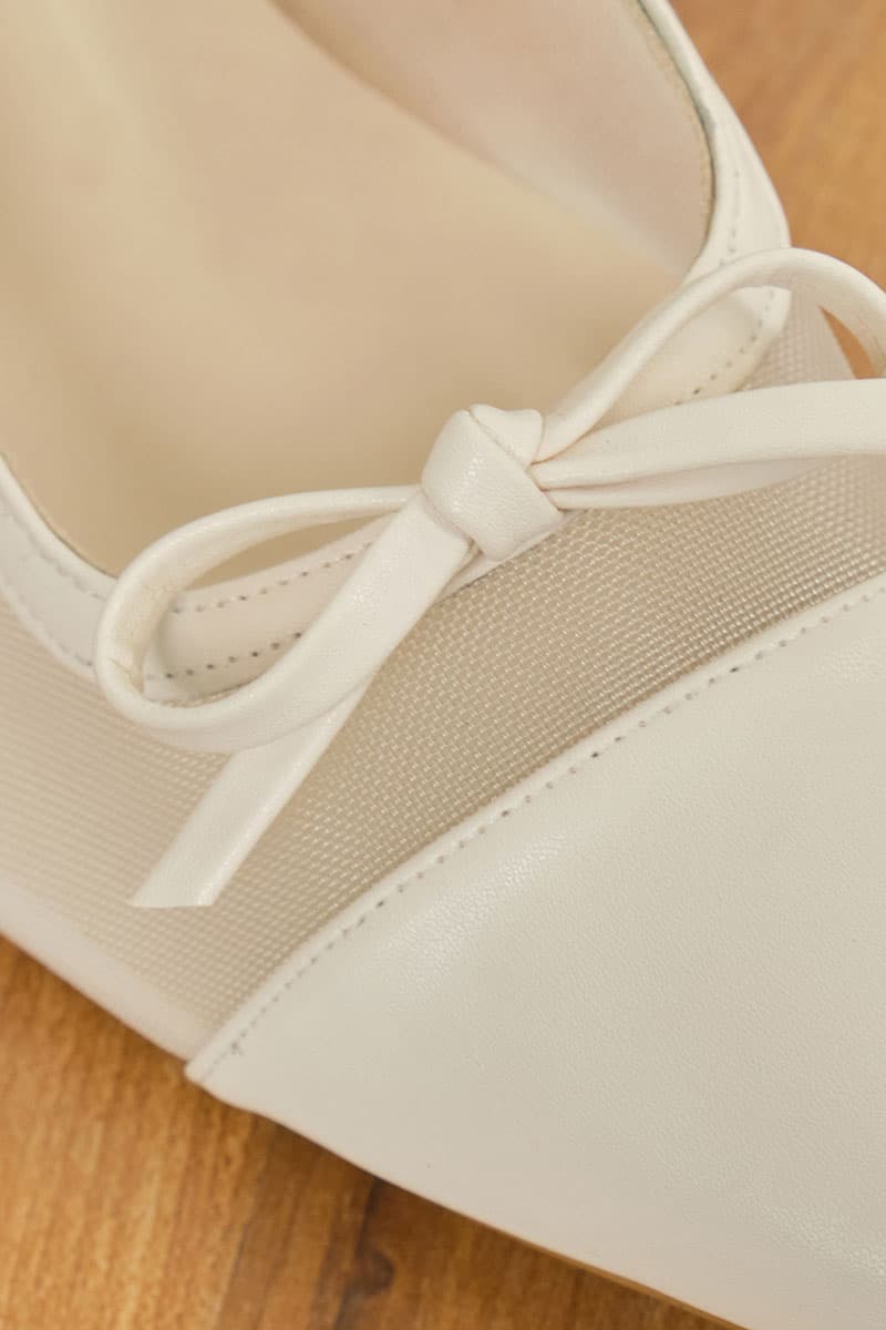 Berlynn Mesh Mule Heels - Cream - Image 8