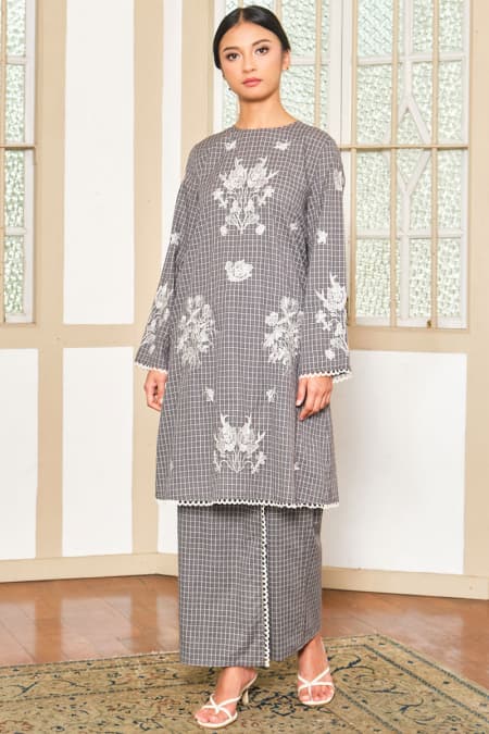 COTTON Mardyra Blouse & Skirt - Black Check