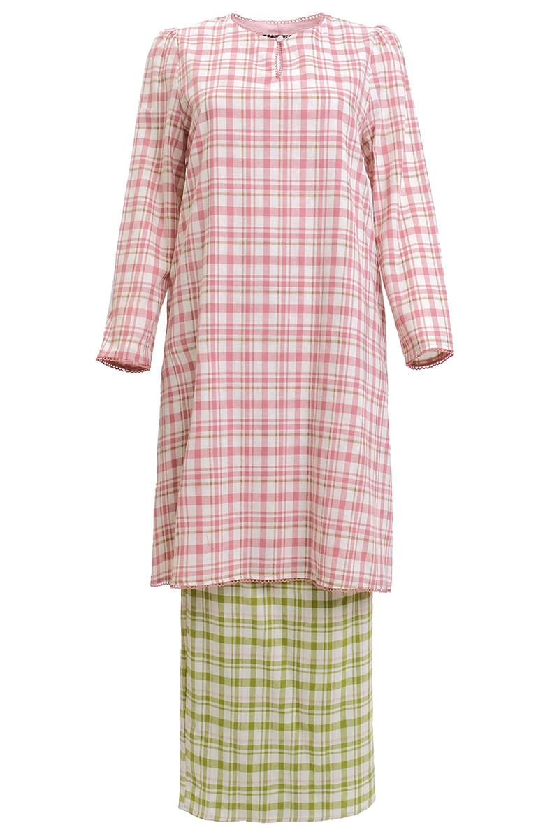 COTTON Melyra Blouse & Skirt - Pink Plaid/Green Plaid - Image 2