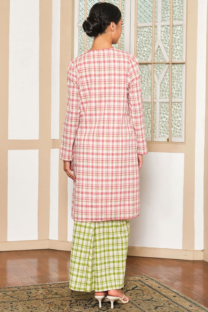 COTTON Melyra Blouse & Skirt - Pink Plaid/Green Plaid - Image 4