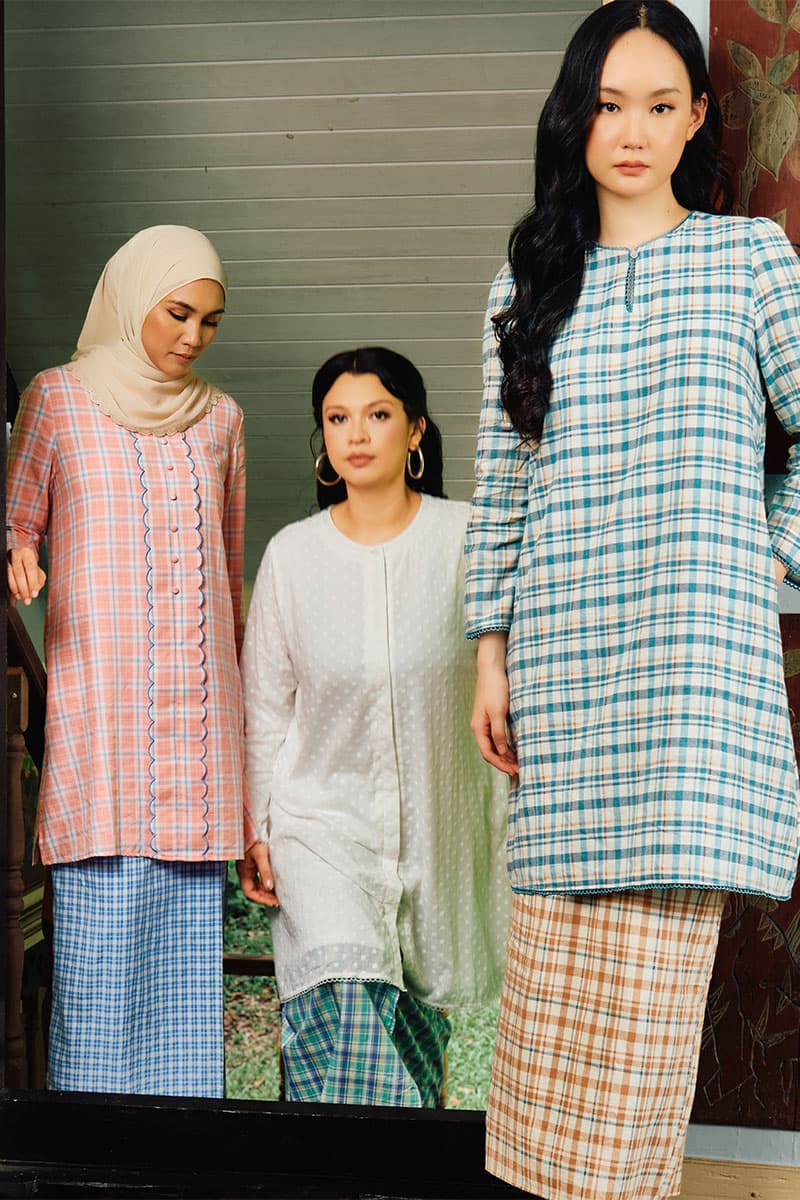 COTTON Melyra Blouse & Skirt - Pink Plaid/Green Plaid - Image 8