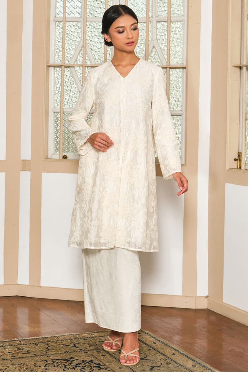 Sutra Blouse & Skirt - Cream/Ecru - Image 1